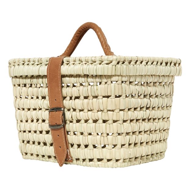 Panier en palmier et cuir-product