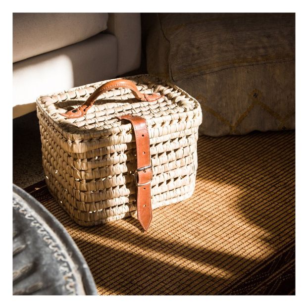 Panier en palmier et cuir-product