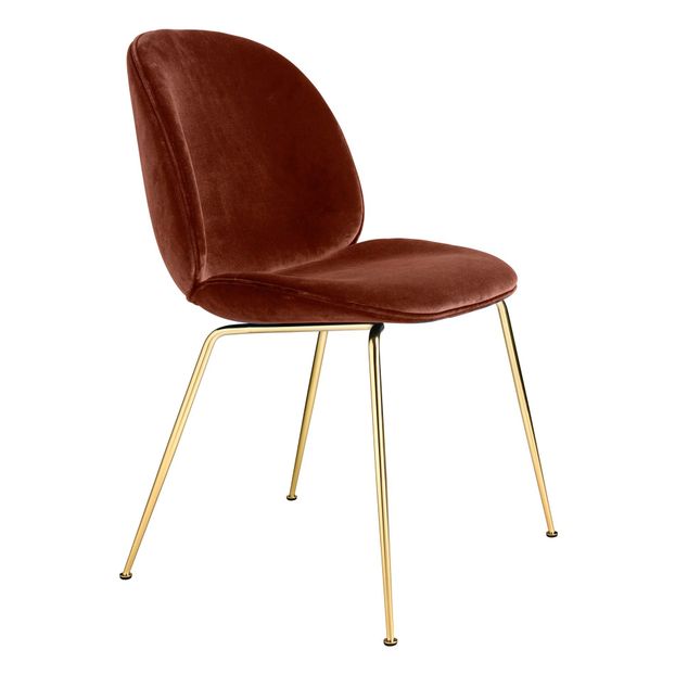 Chaise Beetle rembourrée base Conic, GamFratesi 2013, Laiton/Velours-product