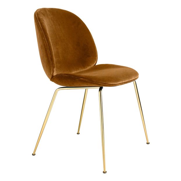 Chaise Beetle rembourrée base Conic, GamFratesi 2013, Laiton/Velours-product