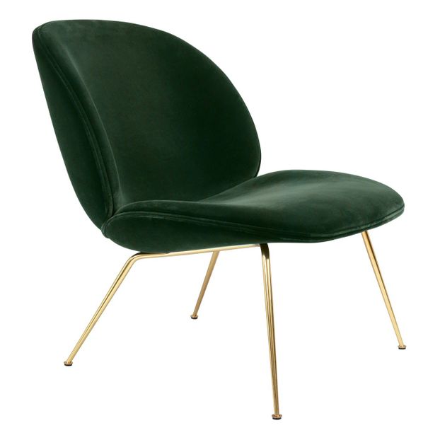 Fauteuil lounge Beetle rembourré base Conic, GamFratesi, 2013, Laiton/Velours-product
