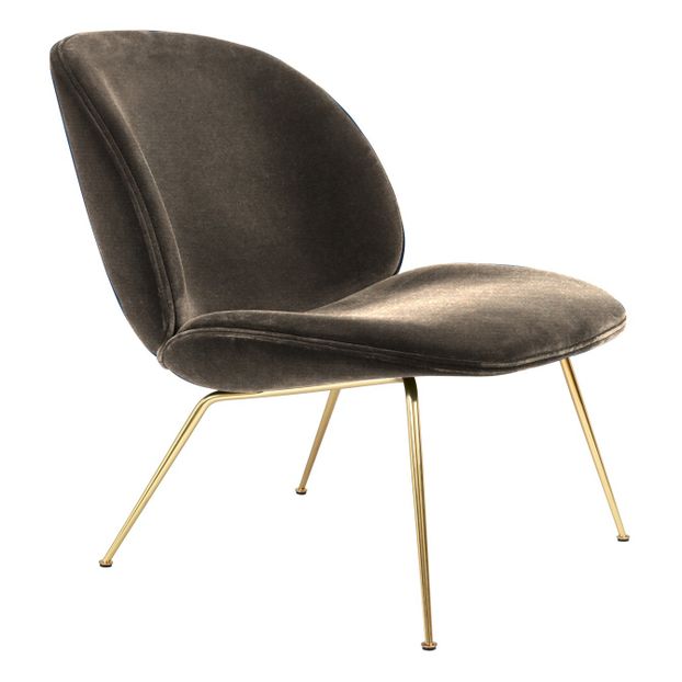 Fauteuil lounge Beetle rembourré base Conic, GamFratesi, 2013, Laiton/Velours-product