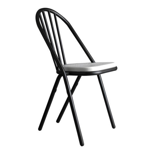 Chaise Surpil Gras cadre noir, assise en bois-product