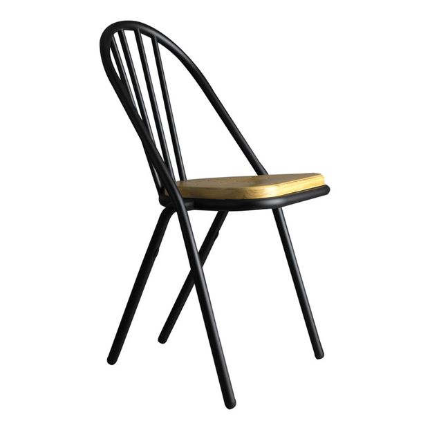 Gras Surpil Chair With Black Frame & Wooden Seat-product