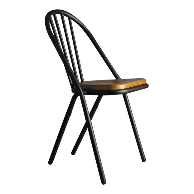 Chaise Surpil Gras cadre noir, assise en bois-product