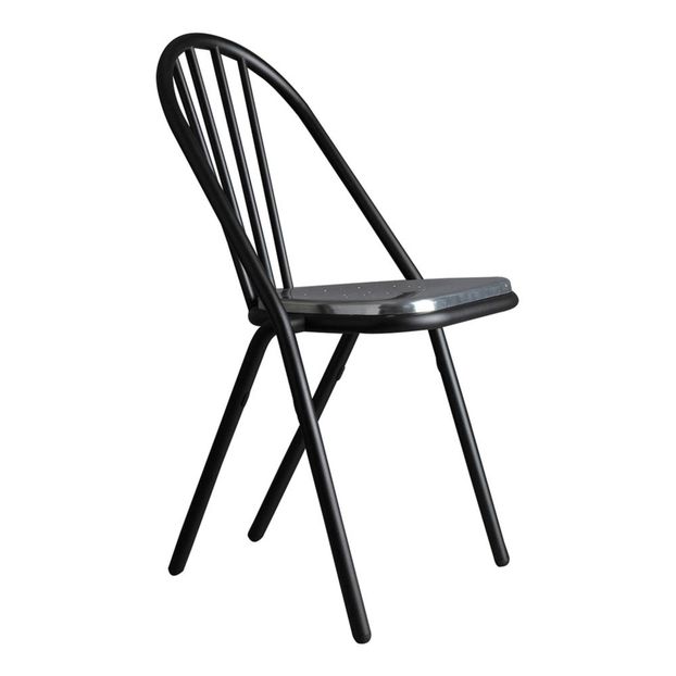 Chaise Surpil Gras cadre noir, assise en aluminium-product