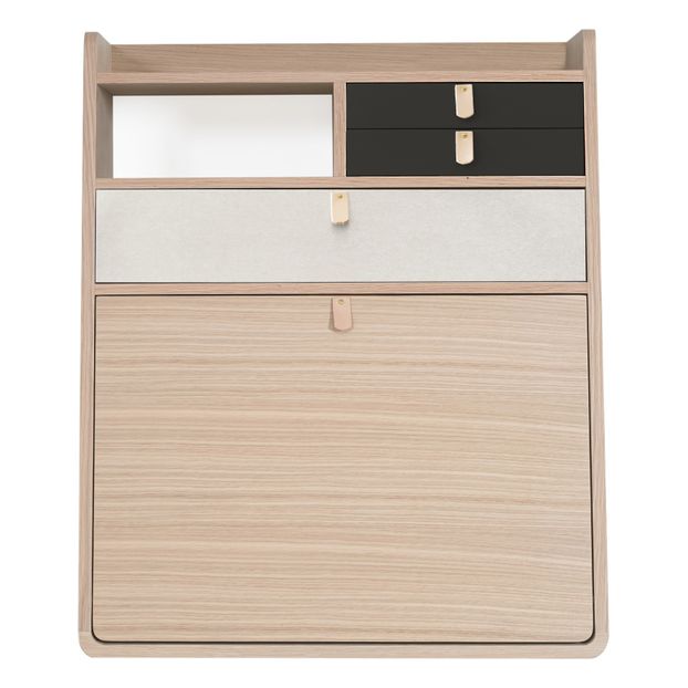 Bureau mural Gaston en chêne 60 cm, Florence Watine - Gris ardoise et gris clair-product