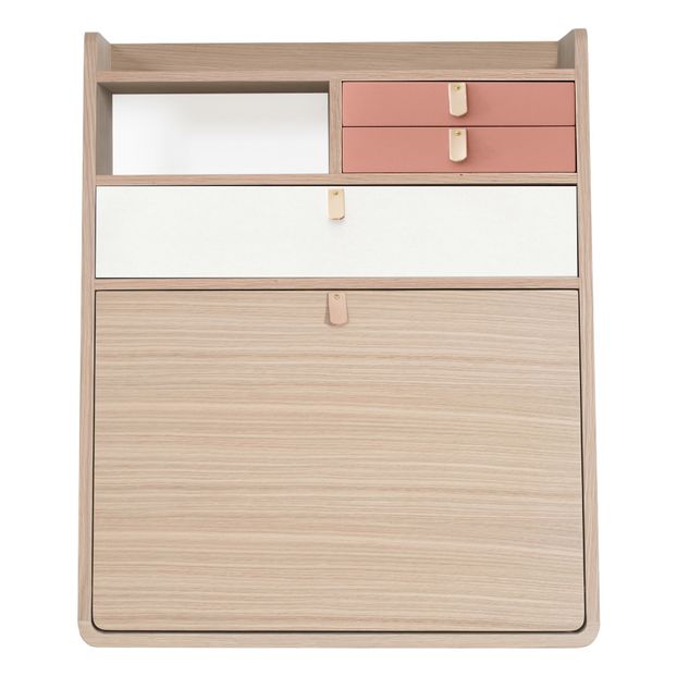 Secreter Gaston de roble 60 cm, Florence Watine - Rosa albaricoque y blanco-product