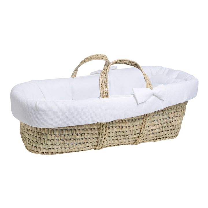 Cesta bebè intrecciata foglie di palma 85x50 cm | Bianco- Immagine del prodotto n°0