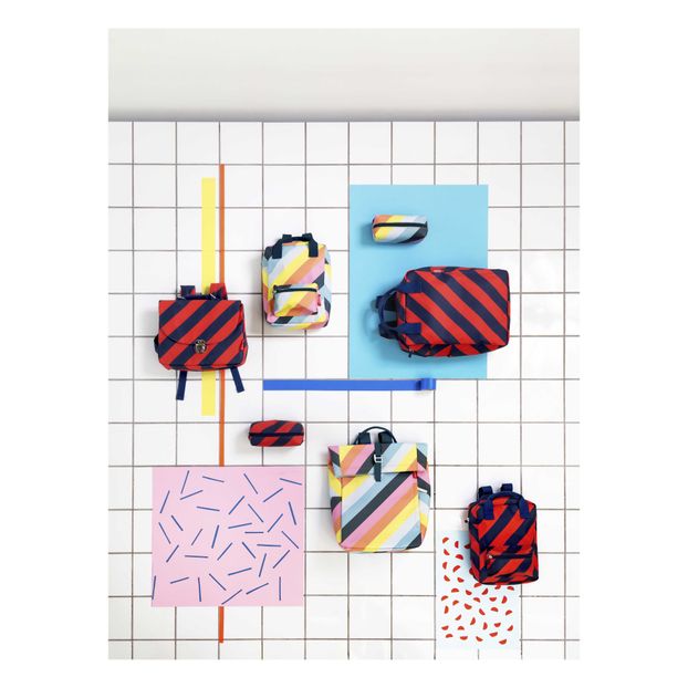 Recycled plastic rainbow stripe pencil case-product