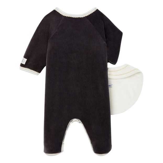 Velour Newborn Sleepsuit + Bib-product