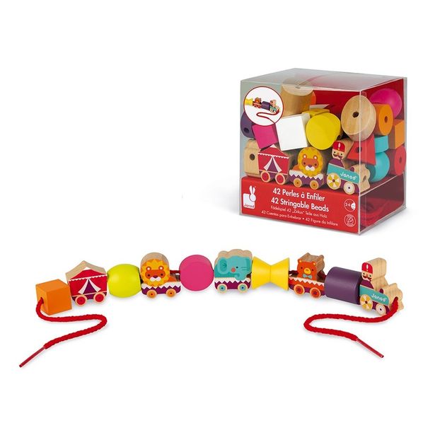 Cuentas de madera para enhebrar en hilo Circo - Set de 42-product