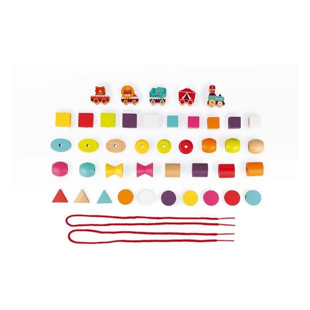 Cuentas de madera para enhebrar en hilo Circo - Set de 42-product