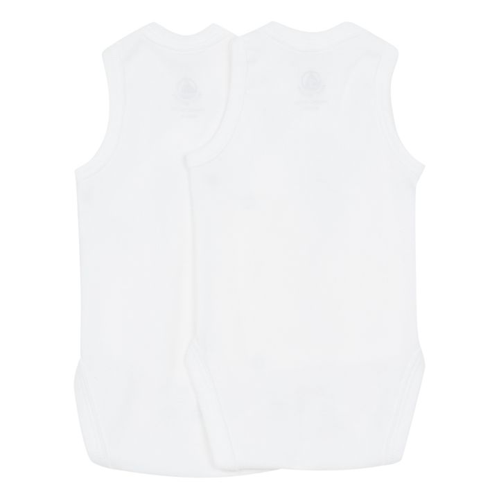 Lot 2 Bodies Débardeurs Croisés Coton Bio | Blanc- Image produit n°1