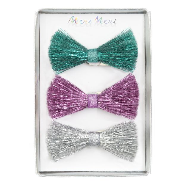 Glitter Bow Hair Barrettes - Set of 3-product