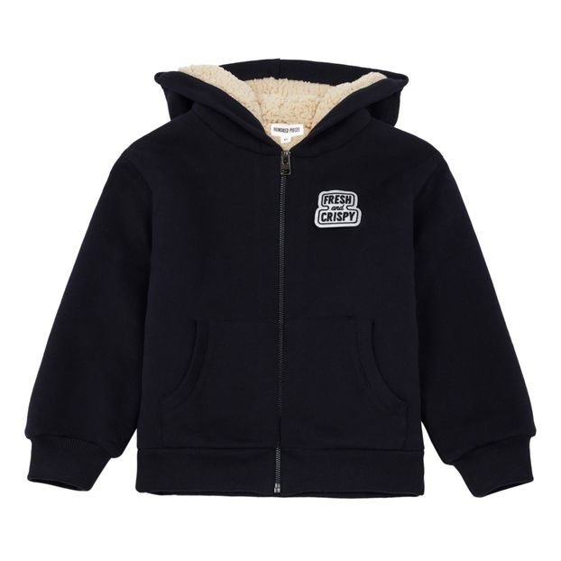 Fake fur-lined sweatshirt with zipper-product