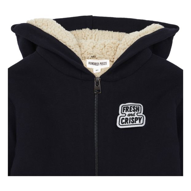 Fake fur-lined sweatshirt with zipper-product
