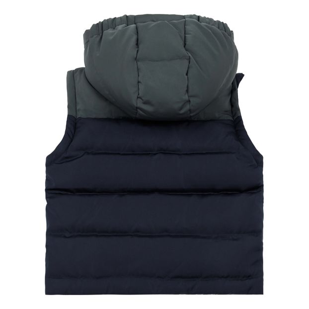 Hooded puffer jacket with removable sleeves-product