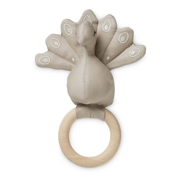 Hochet Paon en bois et coton bio-product