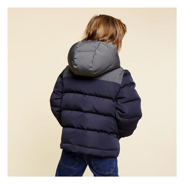 Hooded puffer jacket with removable sleeves-product