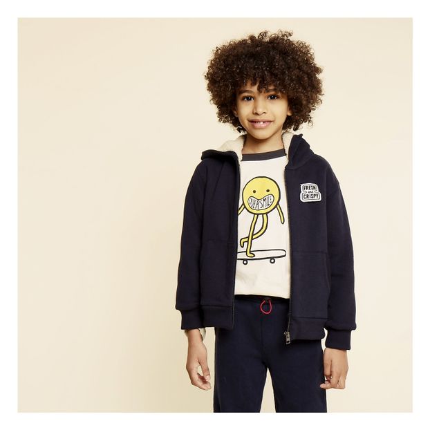 Fake fur-lined sweatshirt with zipper-product