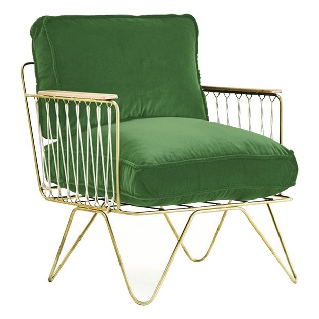 Croisette Matte Gold Epoxy and Velvet Armchair-product