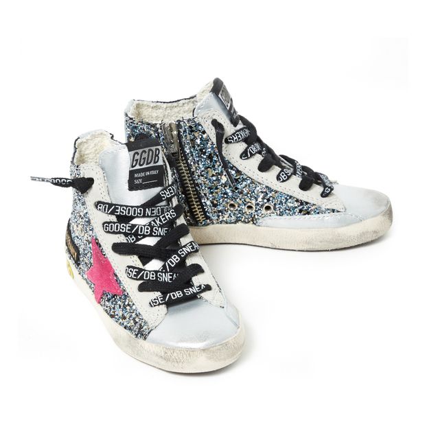 Francy Glitter Zipper Leather Trainers-product