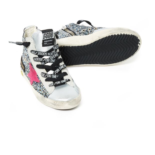 Francy Glitter Zipper Leather Trainers-product
