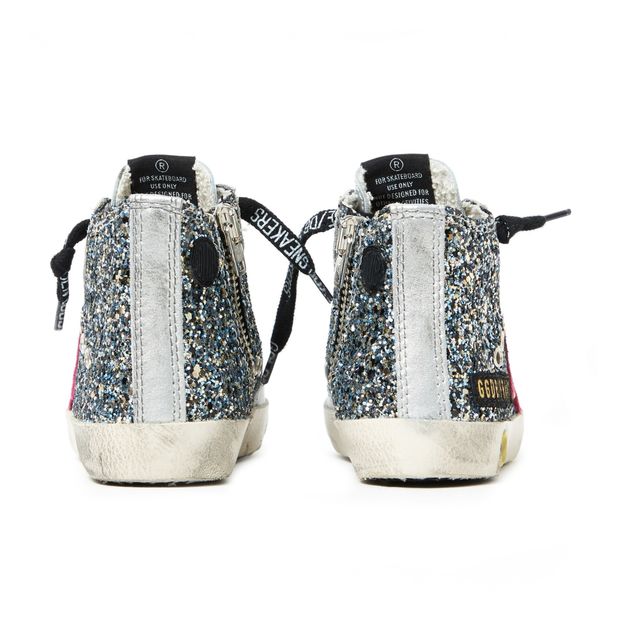 Francy Glitter Zipper Leather Trainers-product