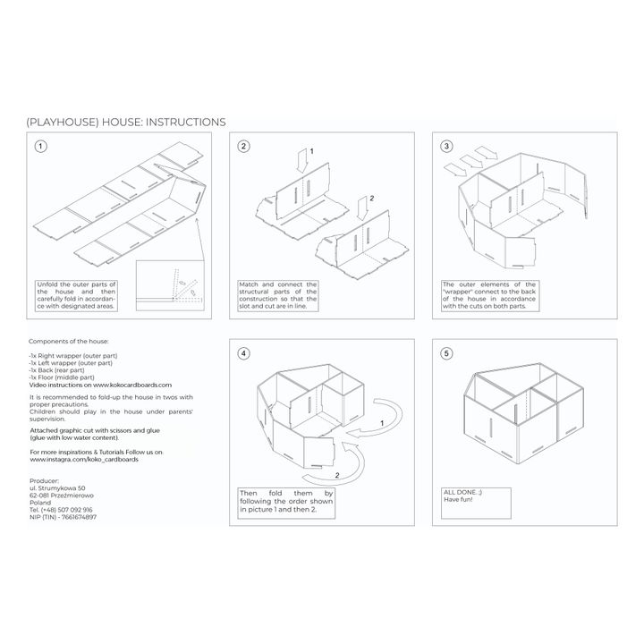 Maison en carton à construire | Rose- Image produit n°5