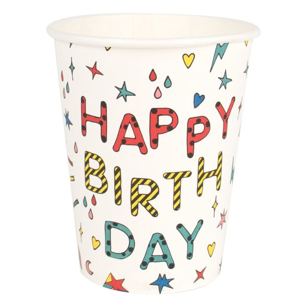 Vasos de cartón Happy Birthday - Lote de 8-product