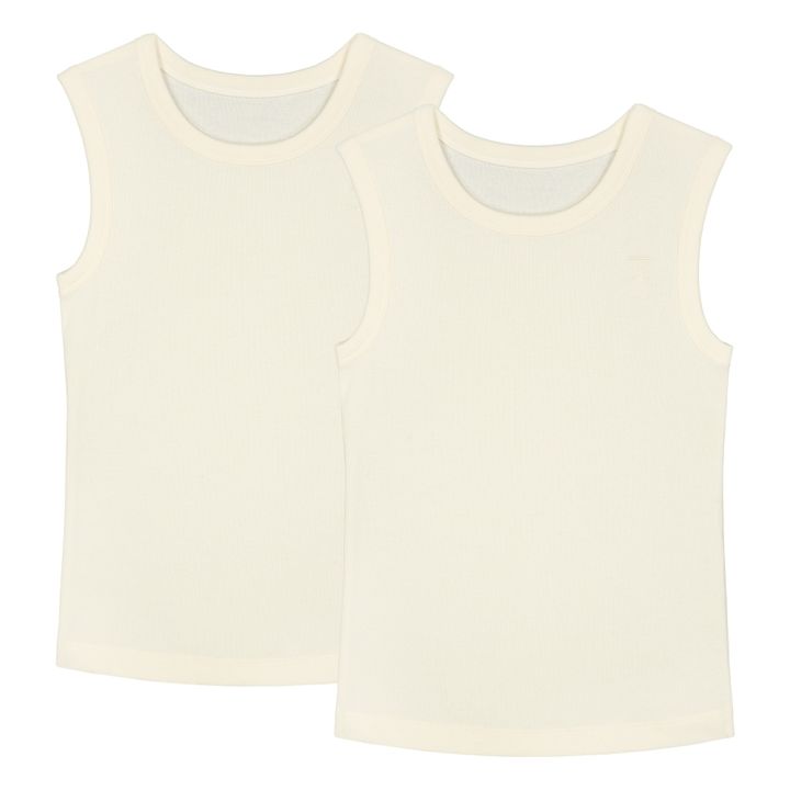 Pyjama-Oberteil aus Bio-Baumwolle 2er-Set | Grauweiß- Produktbild Nr. 0