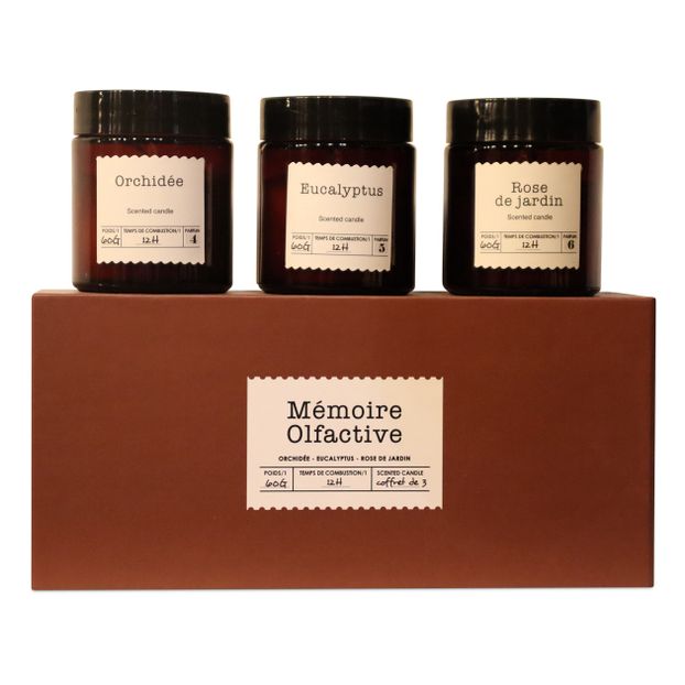 Bougies Rose de jardin, eucalyptus et orchidée - Set de 3-product