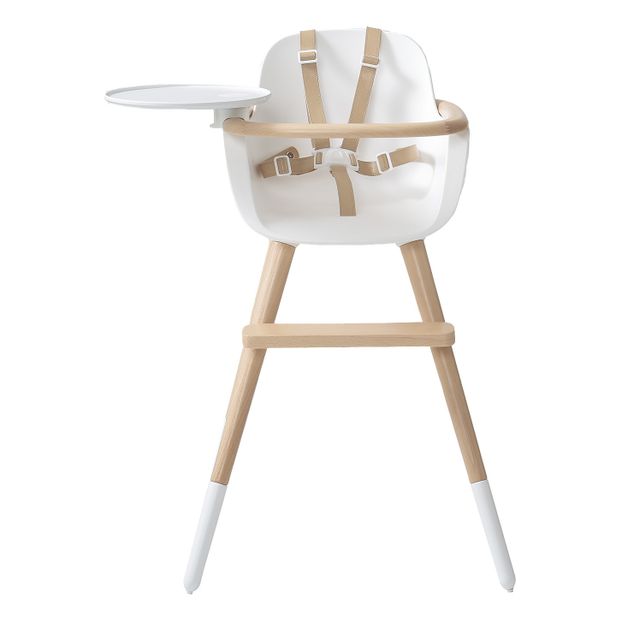 Chaise haute OVO LUXE ONE harnais en simili cuir beige-product