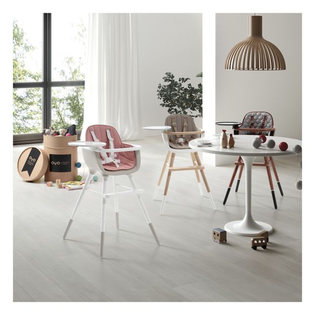 Chaise haute OVO LUXE ONE harnais en simili cuir beige-product