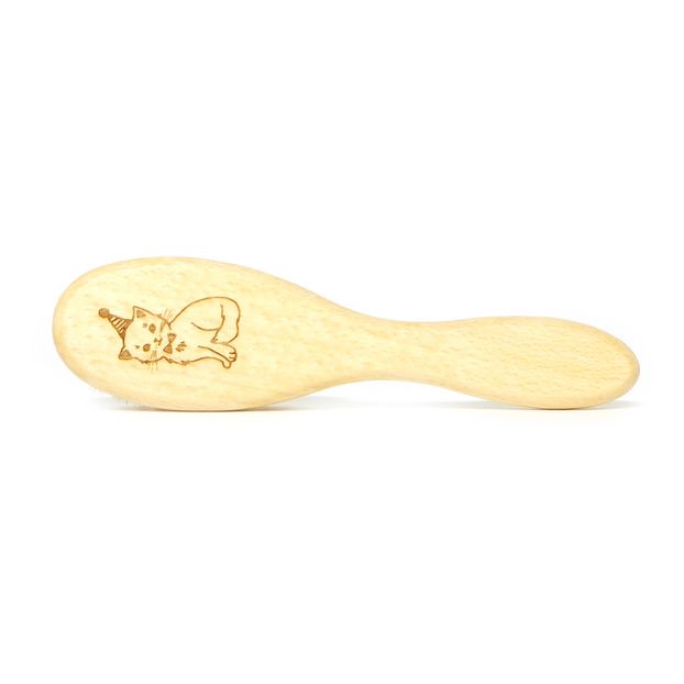 Brosse à cheveux chat en hêtre et poils de soie-product
