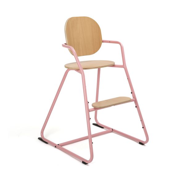 Chaise haute avec tablette Tibu, structure métal et bois, entre-jambe en cuir-product