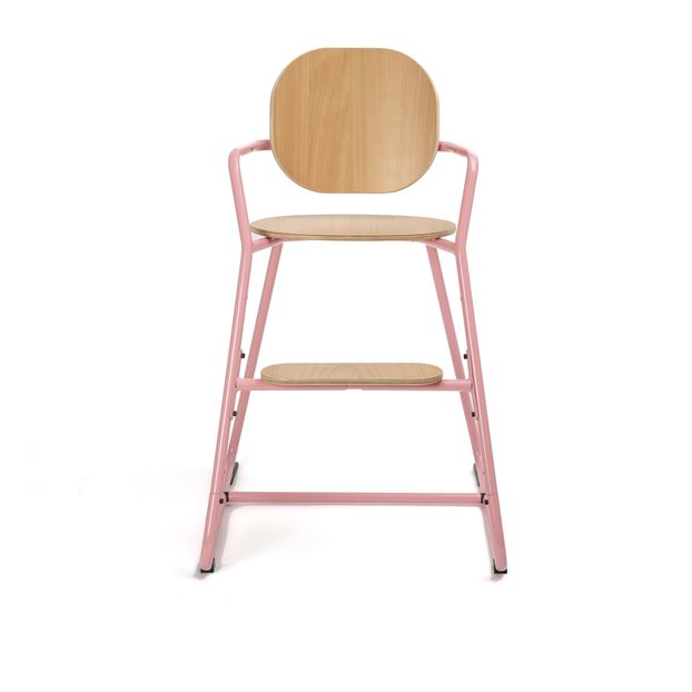Chaise haute avec tablette Tibu, structure métal et bois, entre-jambe en cuir-product