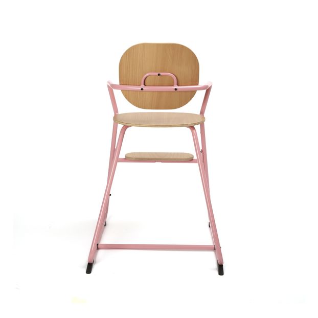 Chaise haute avec tablette Tibu, structure métal et bois, entre-jambe en cuir-product