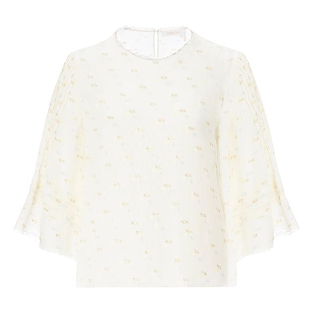 Blusa con Vuelo de Lunares y Acabados de Encaje-product