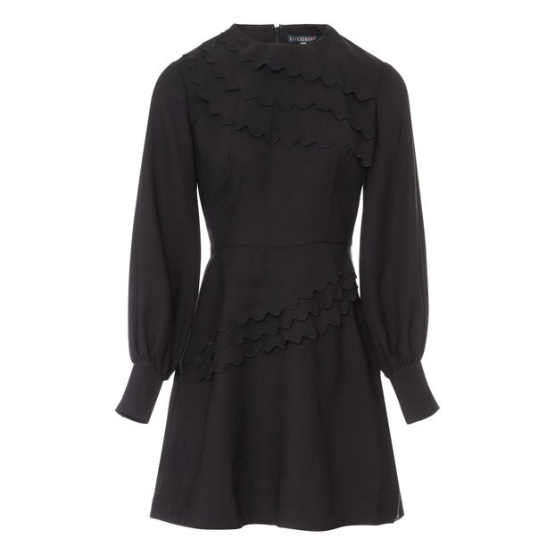 Vestido de caucho con volantes festoneados-product