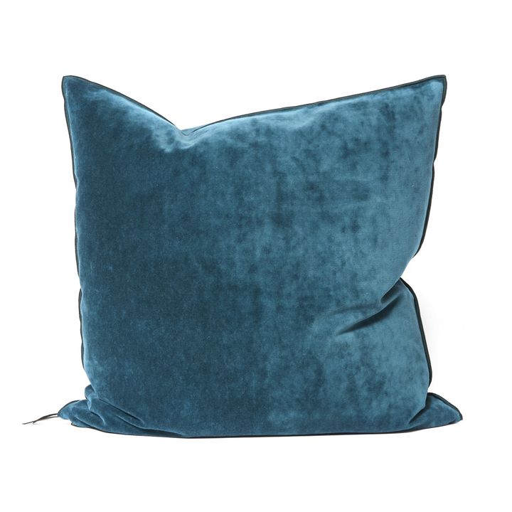 Coussin vice versa en velours vintage | Bleu Acier- Image produit n°0