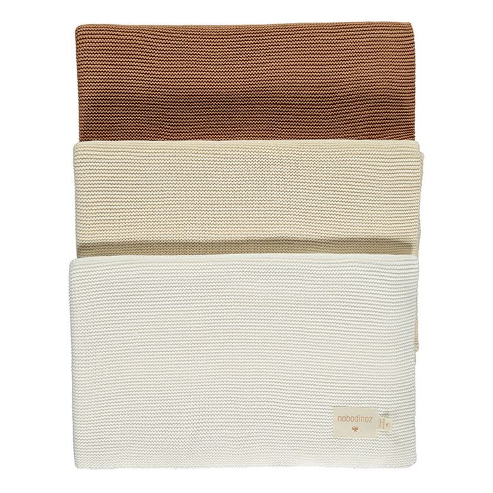 Couverture tricotée So Natural en coton bio Lait- Image produit n°2