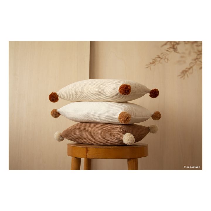 Coussin tricoté So Natural en coton bio Lait- Image produit n°3