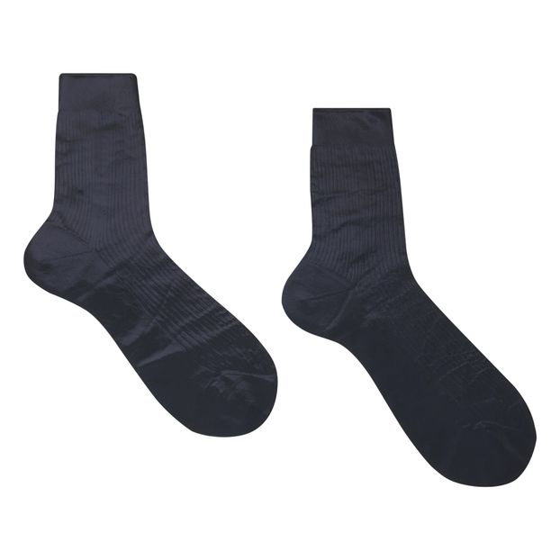 Chaussettes en soie mélangée enduite métallisée côtelée-product