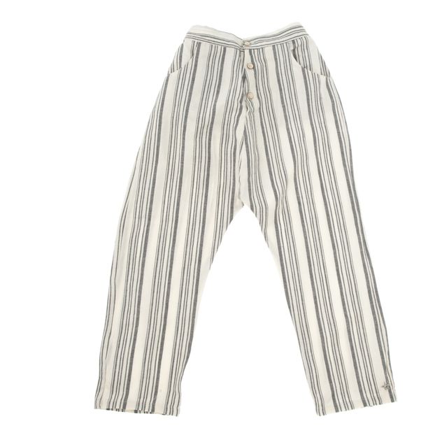 Pantalone in lino e cotone a righe -product