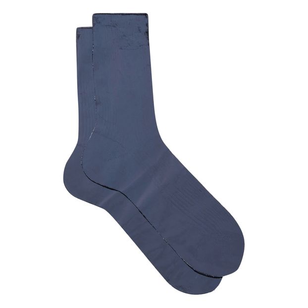 Chaussettes en soie mélangée enduite métallisée côtelée-product