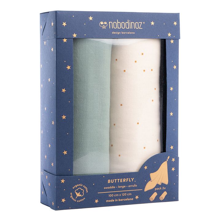 Fasce Butterfly in doppia garza di cotone bio - Set da 2 | Verde- Immagine del prodotto n°0