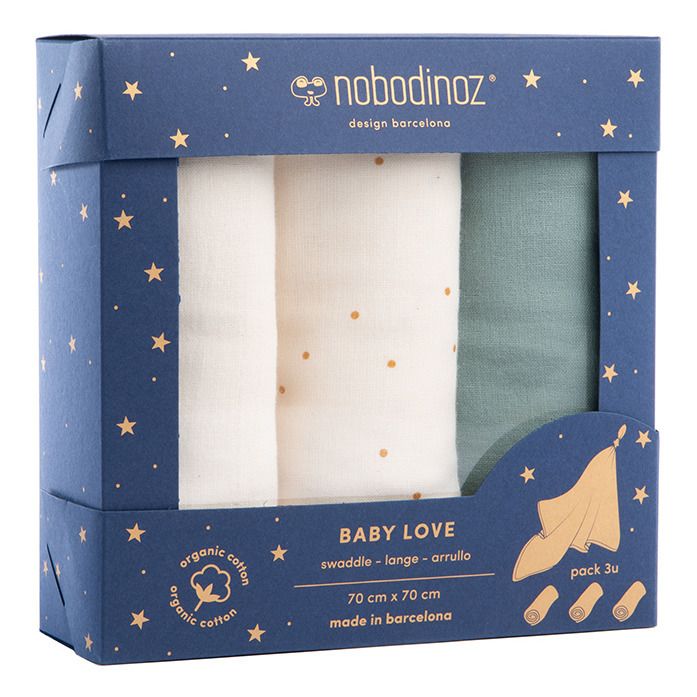 Wickeltuch Babylove aus Bio-Baumwolle - 3er-Set | Grün- Produktbild Nr. 0
