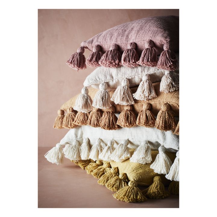 Fodera cuscino con pompon | Rosa- Immagine del prodotto n°1